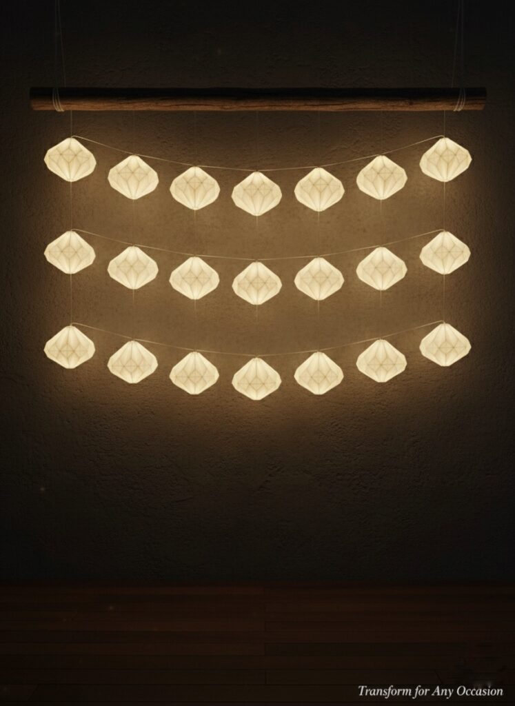 OriGlow Diwali Light – 15ft handcrafted origami string light with 20 warm white lamps